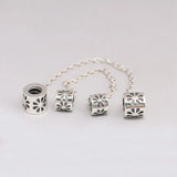 925 Silver Safety Chain Charm Beads Bracelet Pendants Women DIY Jewelry