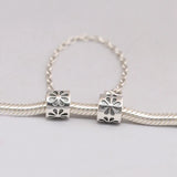 925 Silver Safety Chain Charm Beads Bracelet Pendants Women DIY Jewelry