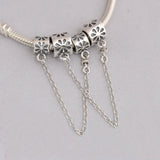 925 Silver Safety Chain Charm Beads Bracelet Pendants Women DIY Jewelry