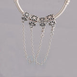 925 Silver Safety Chain Charm Beads Bracelet Pendants Women DIY Jewelry
