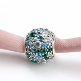 925 Silver Sky Mosaic Pave Ball Charm Beads for Jewelry
