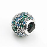925 Silver Sky Mosaic Pave Ball Charm Beads for Jewelry