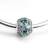 925 Silver Sky Mosaic Pave Ball Charm Beads for Jewelry