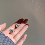 Heart Zircon Stud Earrings For Women Silver 925 Jewelry