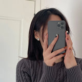 Heart Zircon Stud Earrings For Women Silver 925 Jewelry