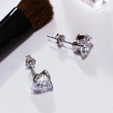 925 Silver Stud Earrings Triangle Zircon Statement Jewelry Gift