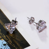 925 Silver Stud Earrings Triangle Zircon Statement Jewelry Gift