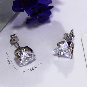 925 Silver Stud Earrings Triangle Zircon Statement Jewelry Gift