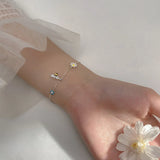 925 Silver Flower & CZ Bee Charm Bracelet for Women