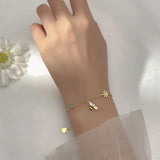 925 Silver Flower & CZ Bee Charm Bracelet for Women