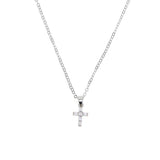 925 Silver Rose Cross Pendant Necklace with Cz Choker for Women