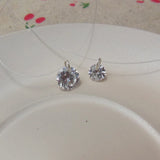 925 Silver Fishing Line Necklace with Zircon Pendant