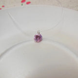 925 Silver Fishing Line Necklace with Zircon Pendant
