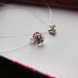 925 Silver Fishing Line Necklace with Zircon Pendant