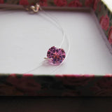 925 Silver Fishing Line Necklace with Zircon Pendant