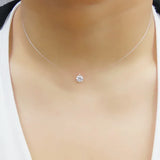 925 Silver Fishing Line Necklace with Zircon Pendant