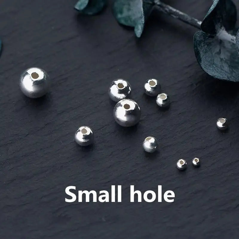925 Sterling Silver Smooth Beads Spacer for DIY Jewelry Making