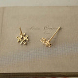 Genuine 925 Silver 14K Zircon Stud Earrings For Women