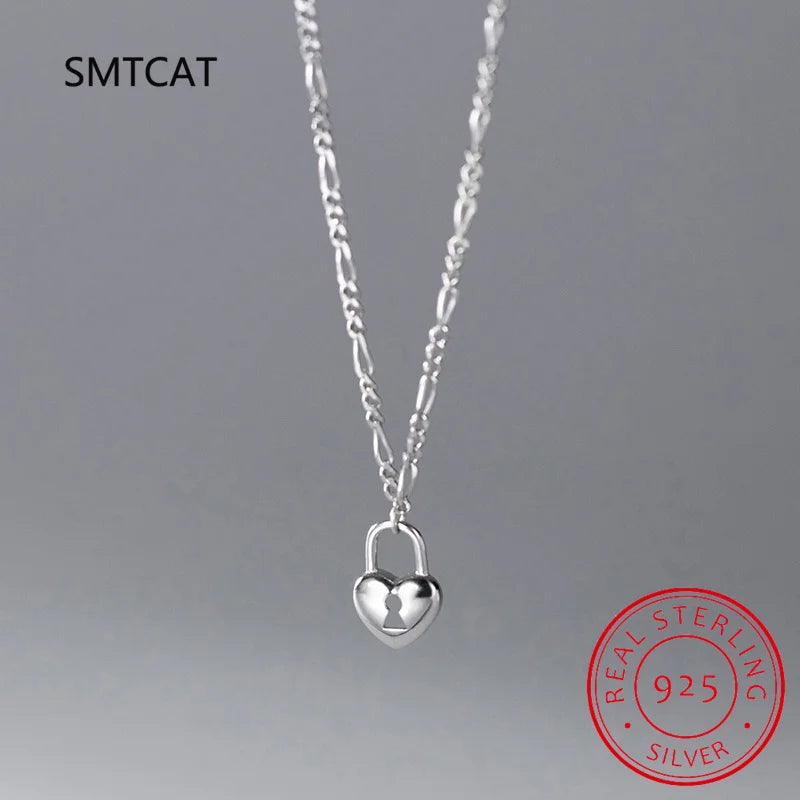 Real 925 Silver 18K Lock Choker Necklace For Women