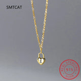 925 Silver 18K Lock Choker Necklace Women Classic Fine Jewelry