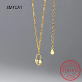 925 Silver 18K Lock Choker Necklace Women Classic Fine Jewelry