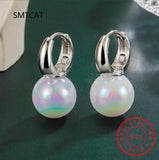 925 Silver Pearl Hoop Earrings Birthday Gift DA2637