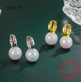 925 Silver Pearl Hoop Earrings Birthday Gift DA2637