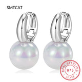 925 Silver Pearl Hoop Earrings Birthday Gift DA2637