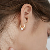 925 Silver Synthesis Pearl Hoop Earrings for Daughter Birthday Gift