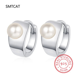 925 Silver Pearl Hoop Earrings For Daughter Girl DE0214