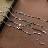 925 Silver 26 Letter Bracelet Retro Capital Letters Chain Fine Jewelry Women