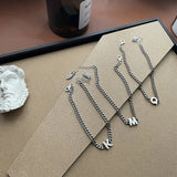 925 Silver 26 Letter Bracelet Retro Capital Letters Chain Fine Jewelry Women