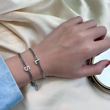 925 Silver 26 Letter Bracelet Retro Capital Letters Chain Fine Jewelry Women