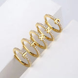 925 Silver 26 Letters Adjustable Ring for Women Minimalist Jewelry