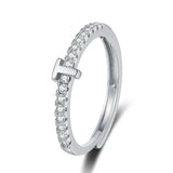 925 Silver 26 Letters Adjustable Ring for Women Minimalist Jewelry