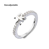 925 Silver 26 Letters Adjustable Ring for Women Minimalist Jewelry