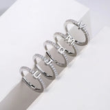 925 Silver 26 Letters Adjustable Ring for Women Minimalist Jewelry