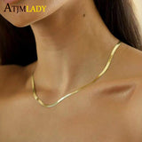 925 Silver Snake Bone Chain Necklace 3mm Women Choker Jewelry