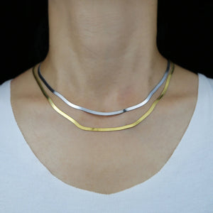 925 Silver Snake Bone Chain Necklace 3mm Women Choker Jewelry