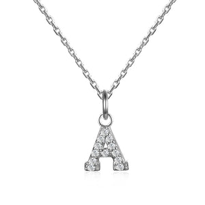 925 Silver A-Z Letter Pendant Necklace for Women with Cubic Zircon