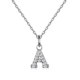 925 Silver A-Z Letter Pendant Necklace for Women with Cubic Zircon