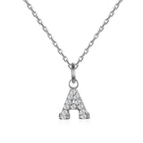 925 Silver A-Z Letter Pendant Necklace for Women with Cubic Zircon