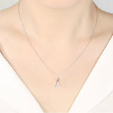 925 Silver A-Z Letter Pendant Necklace for Women with Cubic Zircon