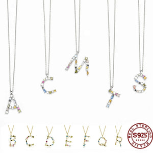 925 Silver Initial Pendant Necklaces For Women Name Choker Party Jewelry