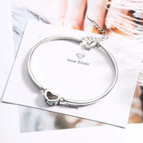 925 Silver Heart Shaped Bangle Bracelet Valentines Gift
