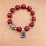 925 Silver Abacus Agate Bead Bracelet Red Beaded Jewelry