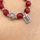 925 Silver Abacus Agate Bead Bracelet Red Beaded Jewelry