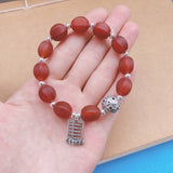 925 Silver Abacus Agate Bead Bracelet Red Beaded Jewelry
