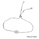 925 Silver Evil Eye Hamsa Hand Bracelet CZ Lucky Jewelry Adjustable Chain