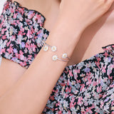 925 Silver Adjustable Daisy Flower Charm Cuff Bracelet & Bangles